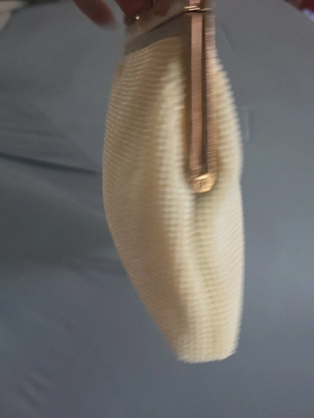 Cream Textured Chain-Handle Evening Clutch